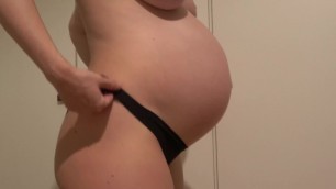 Exhibitionist Nine-Month Pregnant Wife Dressing in Front of our Guest