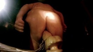 Fat bear fucking huge dildo & has tied up balls