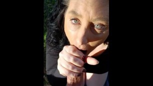 Slut Wife makes herself Squirt by the River before Sucking Cum out of my Cock