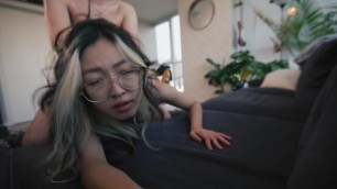 Petite Asian Girl comes over to Suck Cock and get Railed (Trailer )- Themindoftommy